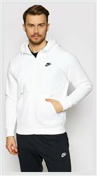 Sportswear Club Ανδρική Φούτερ Ζακέτα με Κουκούλα και Τσέπες Λευκή Nike